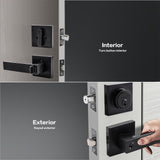 Exterior Door Lock Set,Combo Lock-Heavy Duty Black Door Handle and Single Cylinder Deadbolt Lock,Keyed Alike Door Locks for Front Door(Matte Black,2Pack Set)