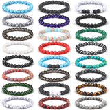 Landical 24 Pcs 8 mm Gemstone Beaded Bracelets for Women & Men, Classic