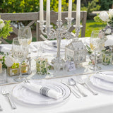 WDF 120PCS Plastic Christmas Plates White Silver Rim - Disposable Plates including 60PCS for Dinner 10.25inch, 60 Salad/Dessert Plates 7.5inch Heavy Duty Wedding