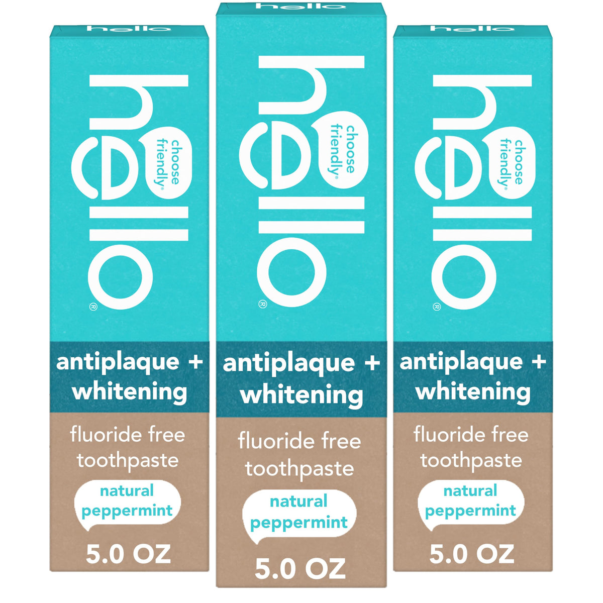 Hello Antiplaque and Whitening Fluoride Free Toothpaste, 3 Pack, 5 oz