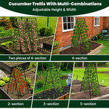 A-Frame Cucumber Trellis for Raised Bed, 50"x 16" Adjustable Heavy Duty Metal Garden Trellis for Climbing Plants Outdoor, Plant Support for Tomatoes Pea Bean Grape Vining Vegetables (2 Pack)
