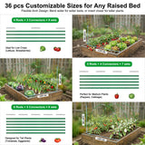 Garden Hoops for Raised Beds, Splinter-Free Fiberglass Greenhouse Hoops Grow Tunnel, 36 Pcs Adjustable Frame for Row Cover & Bird Netting, Rust-Proof DIY Outdoor Plant Stakes