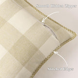 decorUhome Christmas Buffalo Plaid Check Throw Pillow Covers 20x20 Set of 2, Outdoor Linen Decorative Farmhouse Gingham Pillow Covers with Stitched Edge for Bed Couch Sofa, Cream White and Beige