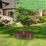 Rustic Pine Wood Landscape Edging - 7.8ft L x 8in H Garden Fence Border, Easy to Install Sturdy Wooden Planter Fencing for Yard Flower Bed Lawns Pathway Tree