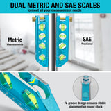 DURATECH 6.25-Inch Level, Magnetic Torpedo Level with 0°/30°/45°/90° Bubbles, V-Groove, Large Viewing Window, Aluminum Alloy Body, Hanging Hole, SAE and Metric Scale for DIY Projects and Household Use