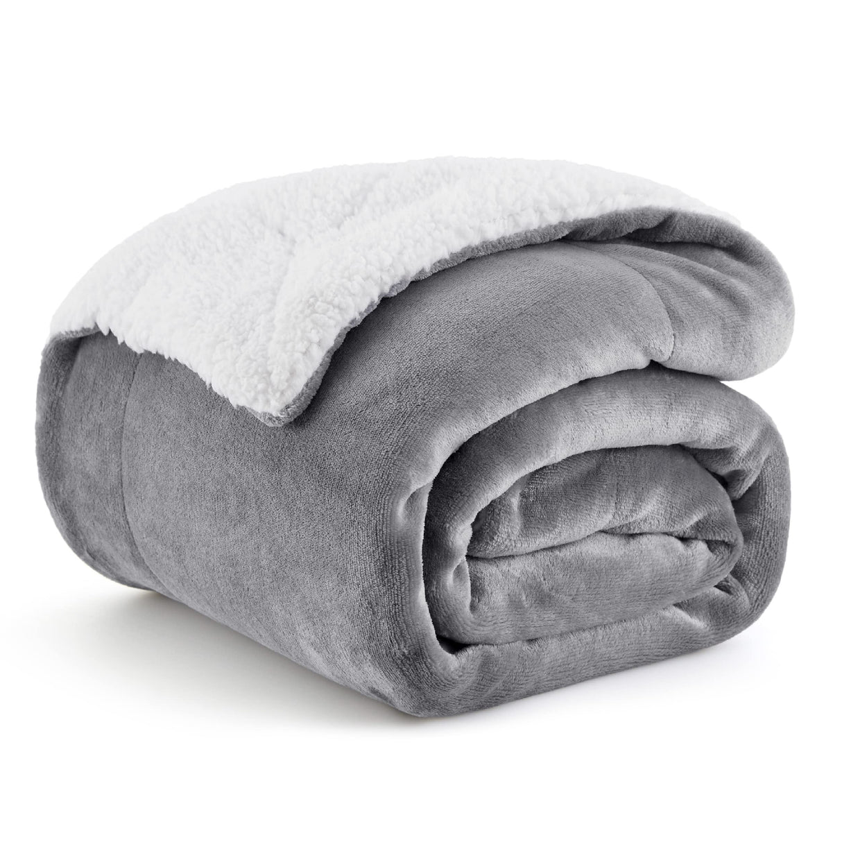 Bedsure GentleSoft Sherpa Fleece Throw Blanket for Couch - Thick and Warm Christmas Blanket for Winter, Soft Fuzzy Plush Throw Gift for Women, Grey, 50x60 Inches
