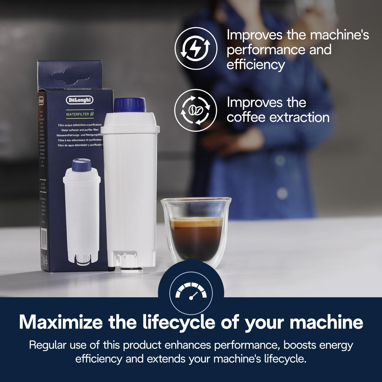 De'Longhi Replacement Water Filter for Select Espresso Machines, DLSC002