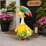 GJL Raincoat Porch Goose Outfits Fit 23 Inch Plastic Cement Goose Statue, Lawn Goose Clothes Set with Umbrella and Hat for Spring Summer Outdoor Yard Garden Decor