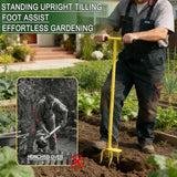 BARAYSTUS Hand Tiller Cultivator, Steel Garden Claw with Wide Foot Plate