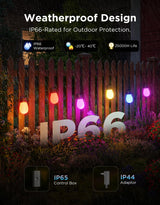 Govee S14 Bulb Outdoor String Lights 2, 96ft Smart RGBIC Warm White Patio Lights with 15 LED Bulbs, 111 Scene Modes for Outdoor Decor, Upgraded IP66 Compatible with Alexa, Google, Matter, APP Control