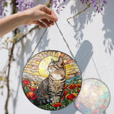 Stained Glass Window Hanging, 8 Inch Cat Stained Glass Ornament, Suncatchers for Windows Hanging, Suncatcher Decorations for Windows, Window Decor, Gifts for Cat Lovers