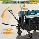 Wagons Carts Foldable,Collapsible Wagon with Wheels,450LBS Heavy Duty Beach Wagon Cart,Lightweight Portable Folding Utility Wagon Cart with Cup Holders for Camping, Garden, Sports, Grocery pcs