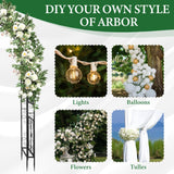 VINGLI Garden Arbor, Arch Archway for Wedding Ceremony Party, Steel Garden Trellis for Plant Climbing, Christmas Garden Decorations Pergola for Garden, Backyard, Lawn (Black, 7.9FT)
