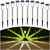 Gorrzai Solar Lights Outdoor 10 Pack Solar Pathway Lights Outdoor LED Waterproof Stainless Steel Driveway Lighting for Outdise, Yard, Walkway, Sidewalk, Garden, Lawn (Warm White)