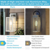 MAXvolador Outdoor Wall Sconce, Exterior Waterproof Lantern Light Fixtures, White Porch Light Toughened Glass, Anti-Rust E26 Patio Lighting, 2 Pack