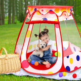 PopUp Princess Tent, Toddler Girl Toys Baby Ball Pit with LED Star Lights, Foldable Kid Play Tent with Carrying Bag, Indoor Outdoor 1 2 3 Year Old Girls Toy Gift for Birthday/ Christmas, Red