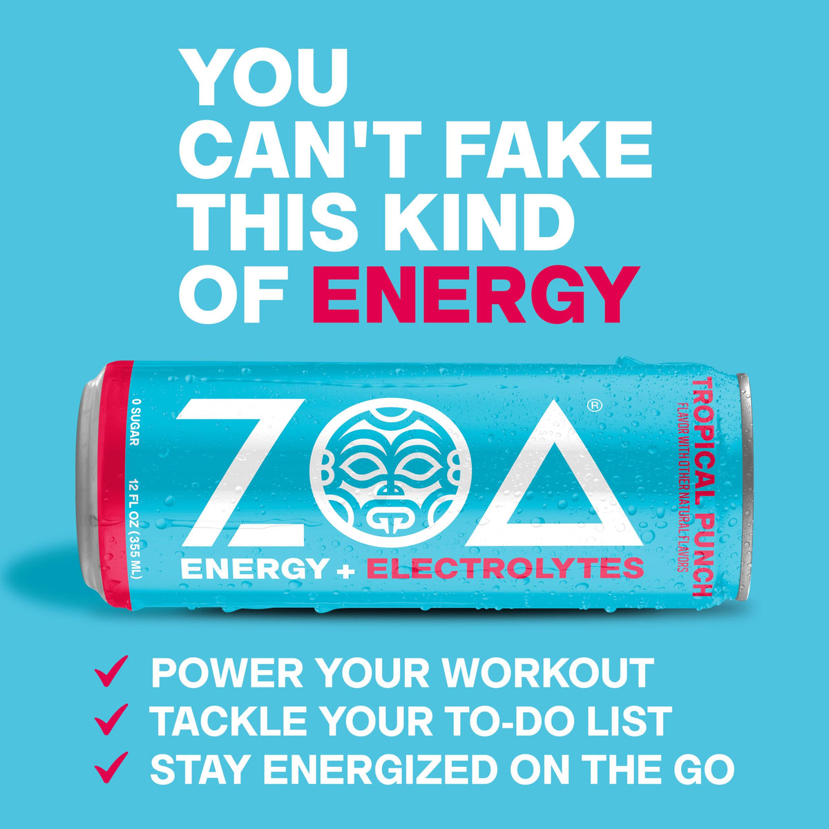 ZOA Zero Sugar Energy Drink, Variety Pack, 12 Pack, 12 Fl Oz