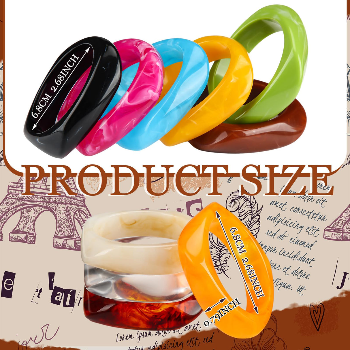 Liliaafar 16 Pcs Colorful Acrylic Resin Chunky Bangle Bracelets for Women, Punk Cuff Wristband Thick Statement jewelry Gifts(Irregular,Retro Color)