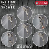 Delta Arvo 14 Series Brushed Nickel Shower Faucet Set with In2ition 2-in-1 Dual Shower Head with HandHeld Spray Combo, Valve Trim Kit, SpotShield Stainless 142840-SP-I (Valve Included)