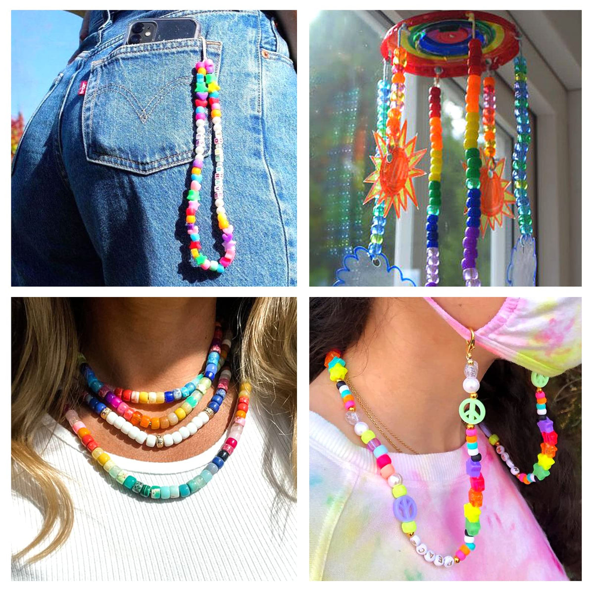 Quefe 48 Colors 4000pcs Pony Beads Bracelet Making Kit with Letter Beads
