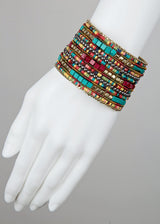 SPUNKYsoul Boho Cuff Bracelets, Women Adjustable Stackable Beaded Accessory