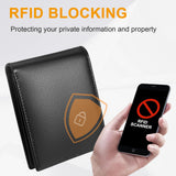 MARZAHAR Genuine Leather Mens Wallet, RFID Blocking Bifold, Black