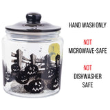 Silver Buffalo Disney Tim Burton Nightmare Before Christmas Moon Hill Graveyard Scene Jack Skellington and Sally Glass Cookie Snack Candy Jar with Lid (Small)