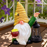 WONDHOME 12.3'' Solar Garden Gnomes Outdoor Decor Honey Bee jar Gnome Statues with LED Lantern Spring Patio Lawn Yard Art Decoration Easter Birthday Christmas Gardening Gifts for Mom Dad, Bee Gnome