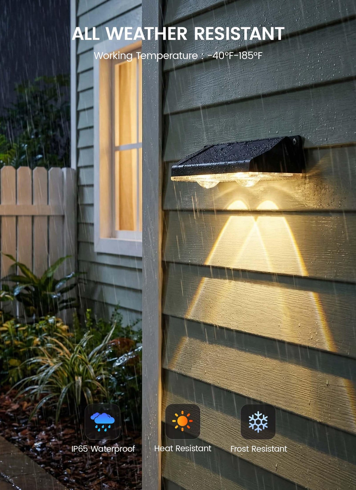 Brightown 4 Pack Solar Lights Outdoor Waterproof, Color Changing Solar Fence Deck Step Flood Lights, Warm White & RGBCW 11 Color, IP65 Waterproof Garden Lights