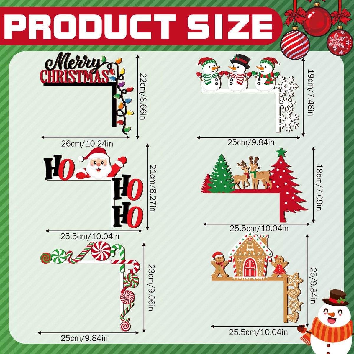 Qunclay 6 Pcs Christmas Door Corner Frame Decoration Christmas Door Topper