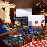 Motiskyy 100 Sets Christmas Cards with Envelopes and Stickers Christmas Cards Assortment Bulk Greetings for Xmas New Year Party Supplies 10 Designs, 6 x 4 Inch(Religious)