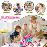 newcrave 7 in 1 Carrier Truck Cars Toys for 1 2 3 Year Old Girls, Toddlers Girl Toy with 6 Mini Cars, Princess Girl Car Toys Age 1 2 with Light & Music, 2+ Year Old Girls Gifts for Christmas Birthday