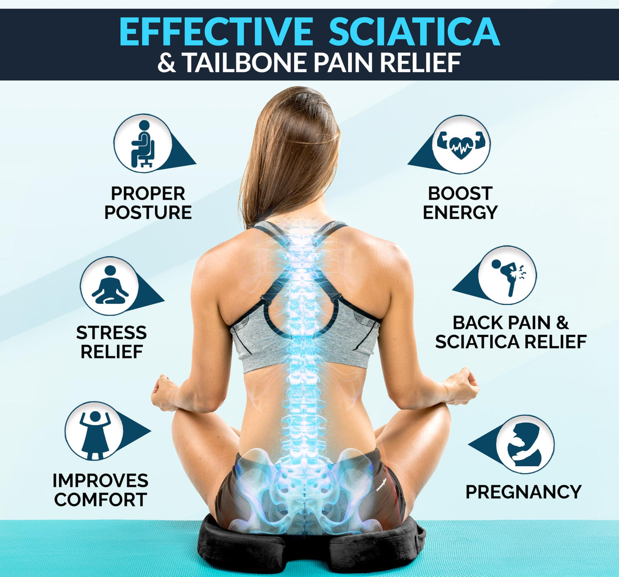 ComfiLife Premium Gel & Memory Foam Seat Cushion – Doctor Recommended Office Chair Cushion, Car Seat Cushion – Chair Cushions for Back & Sciatica Pain Relief – Seat Cushions for Office & Desk (Black)