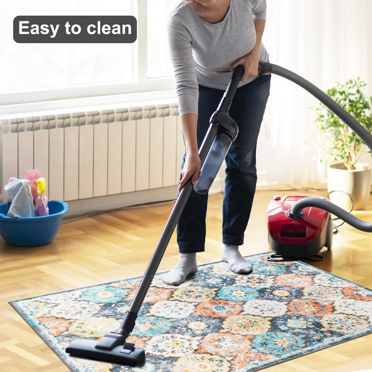 Office Chair Mat for Hardwood Floor,48"*36" Rolling Under Desk Mat, Computer Chair Rug,Anti-Slip Floor Protector for Home Office,Orange Blue