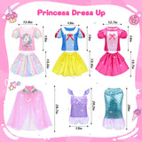 Princess Dress Up Clothes for Girls 3-6, Pretend Play Toy Gift Suitcase Set