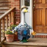HALSHI Gardener Goose Outfit, Fits Large 23" H Cement Plastic Goose Statue, Spring Porch Goose Clothes with Hat, Felt Tools, Watering Can & Flower for Outdoor Garden Yard Patio Art Decor