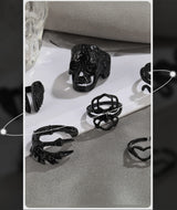 Black Gothic Vintage Rings Set - 20-30 PCS Cool Punk Snake Claw Rings Set, Y2K Snake Claw Rings, Open Butterfly Star Stacking Ring Jewelry, Gift for Men Women (Black 2)