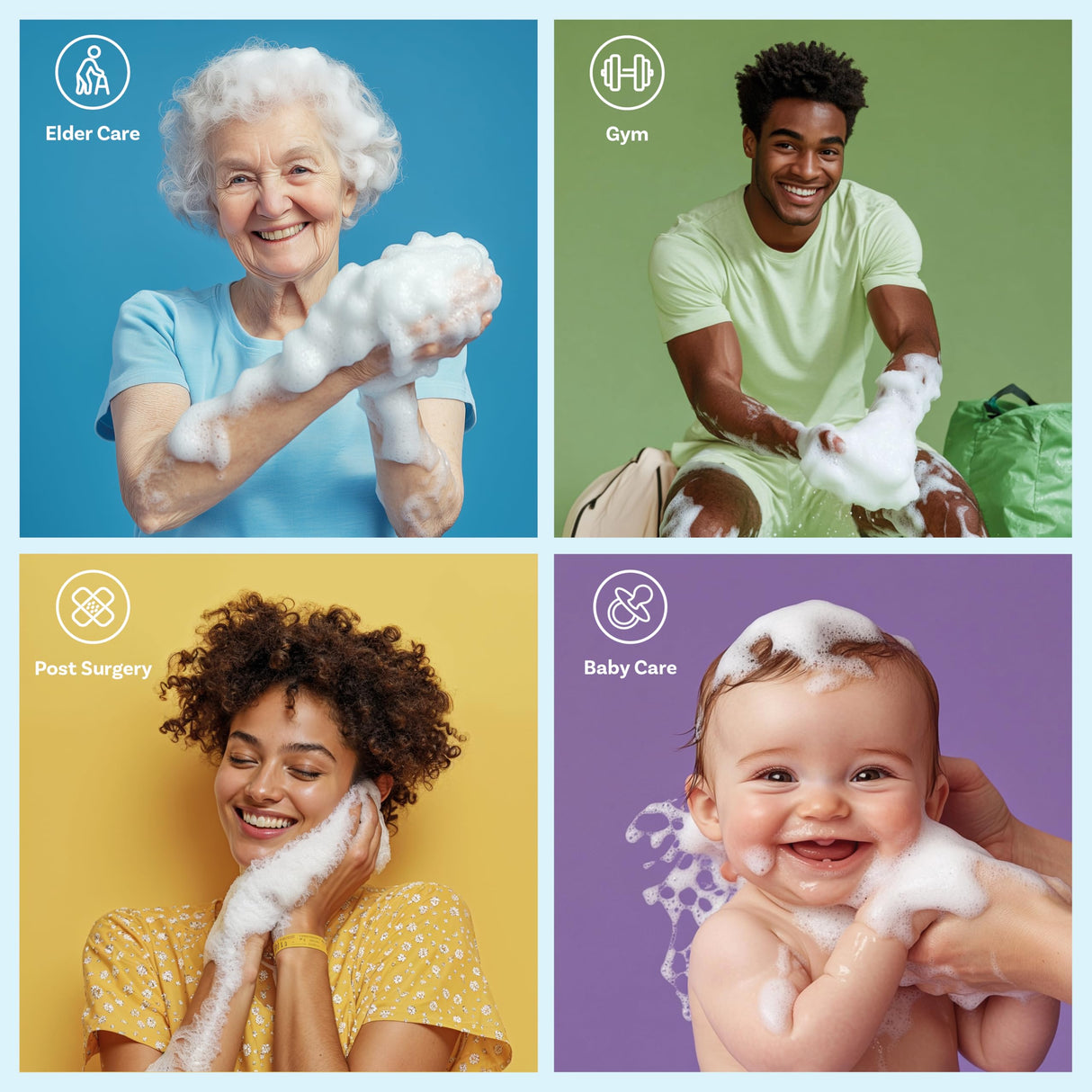 Scrubzz Disposable No Rinse Bathing Wipes - All-in-1 Single Use Shower Wipes, Simply Dampen, Lather, and Dry Without Shampoo or Rinsing (Unscented, 3-Pack)