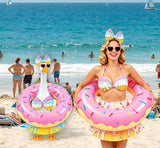 Porch Goose Outfits Summer Swimsuit - 5-Piece Ice Cream Theme Large Lawn Goose Clothes with Bikini, Bow Headband, Star Sunglasses, Swim Ring & Pump, Outdoor Yard Decor (Girlfriend Theme)