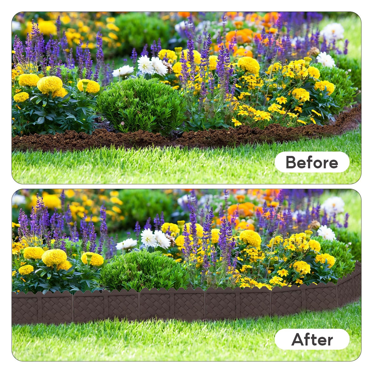 30 Pack (30FT) Weaving Flower Bed Garden Edging Borders, Landscaping Edging