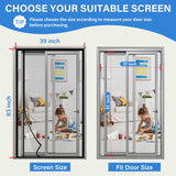 LONGEAS Magnetic Screen Door Mesh Left Right Side Opening Upgraded PET Material Mesh Stronger Than Fiberglass and Polyester,Keep Bugs Out,Pet & Kid Friendly,Hands Free,Fit Door Size 72" X 96"