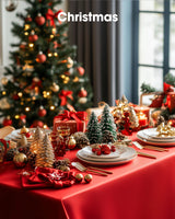 Pureegg Plastic Table Cloth Disposable 10 Pack, 54 x 108 Inch Table Cloths, Valentines Day, Thanksgiving, Christmas Decorations, Fall Tablecloths, Rectangle, Plastic Cover, Leakproof & Sturdy, Red