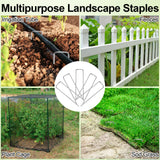 Oligei 100 Pack Garden Stakes, U-Shaped Tent Stakes, Galvanized Landscape Staples, Ground Stakes, for Landscaping Securing Weed Barrier Fabric, Irrigation Tubing, Holding Fence, Tarpaulin