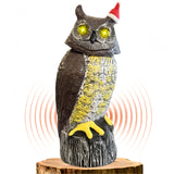 Ugold Solar Powered Owl, Motion Detection, Rotating Head, Realistic Hoots and Silent Mode, Outdoor Statue, Sculpture, Owl Decoration with a Christmas Hat for Home, Garden, Patio and Lawn
