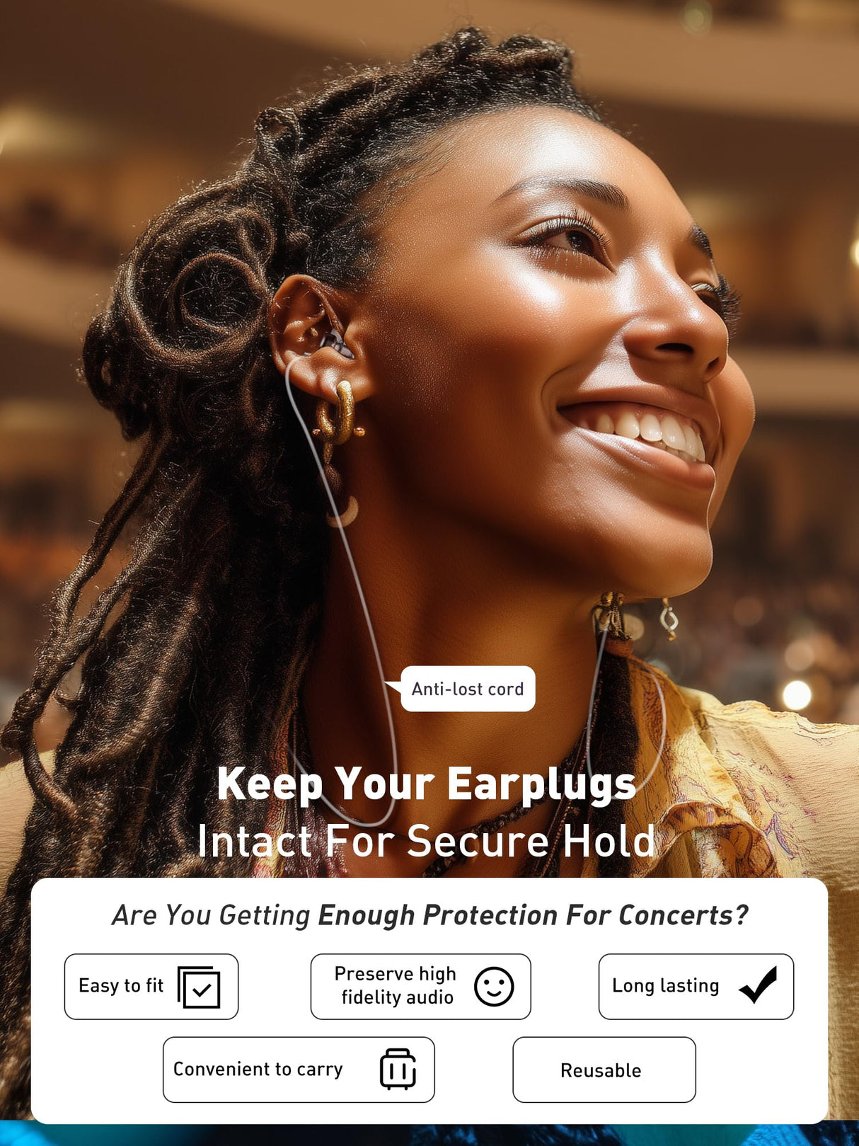 Hearprotek Concert Ear Plugs, 2Pairs Reusable high Fidelity Musician Ear Plugs for Concerts Loud Music-Noise Reduction Ear Protection earplugs for Rave,Festival,Music,Tinnitus Relief