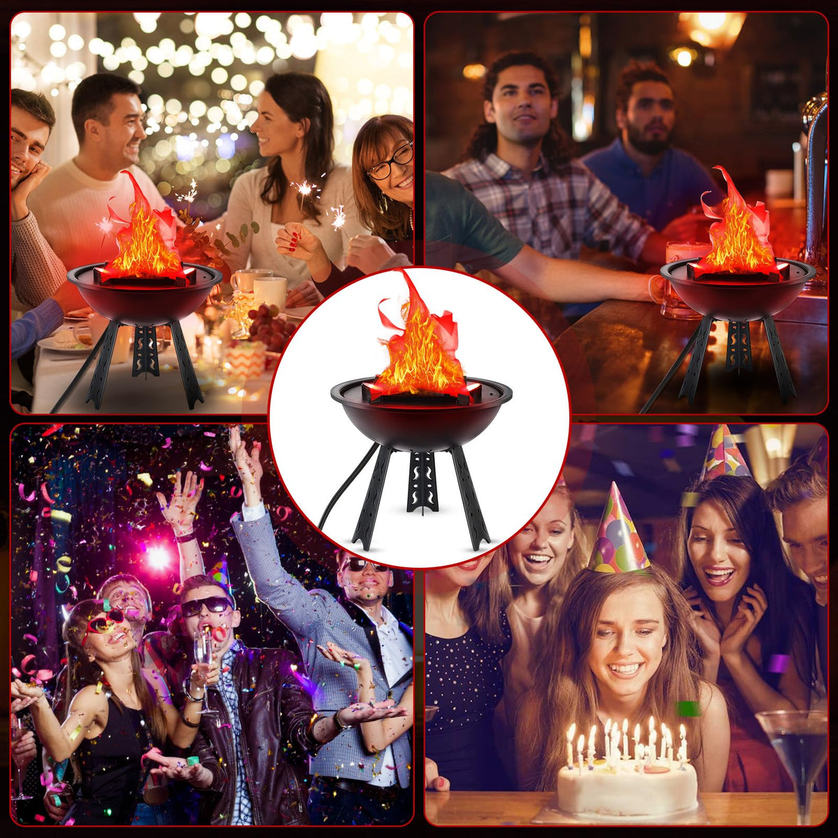 Mystarry 3D LED Fake Fire Flames Effect Light, 110V Electric Fake Camp ...