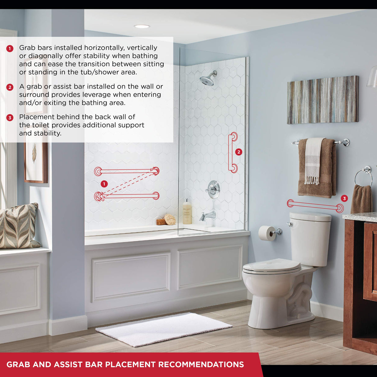 Delta Contemporary (1-Pack) 18' Shower Grab Bar ADA Compliant Matte Black 450 lb Capacity Bathroom Safety Handle for Shower, Bathtub | Wall Mounted Balance Assist, Handicap Grip 41818-BL