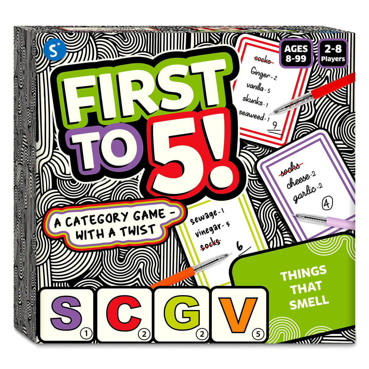 Skillmatics Board & Card Game - First to 5, Category Game with a Twist, Quick Thinking, Perfect for Parties, Christmas, Family Game Nights, Gifts for Kids, Teens, Adults, Ages 8, 9, 10 & Up