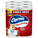 Charmin Ultra Strong Clean Touch Toilet Paper, 18 Family Mega Rolls = 90 Regular Rolls