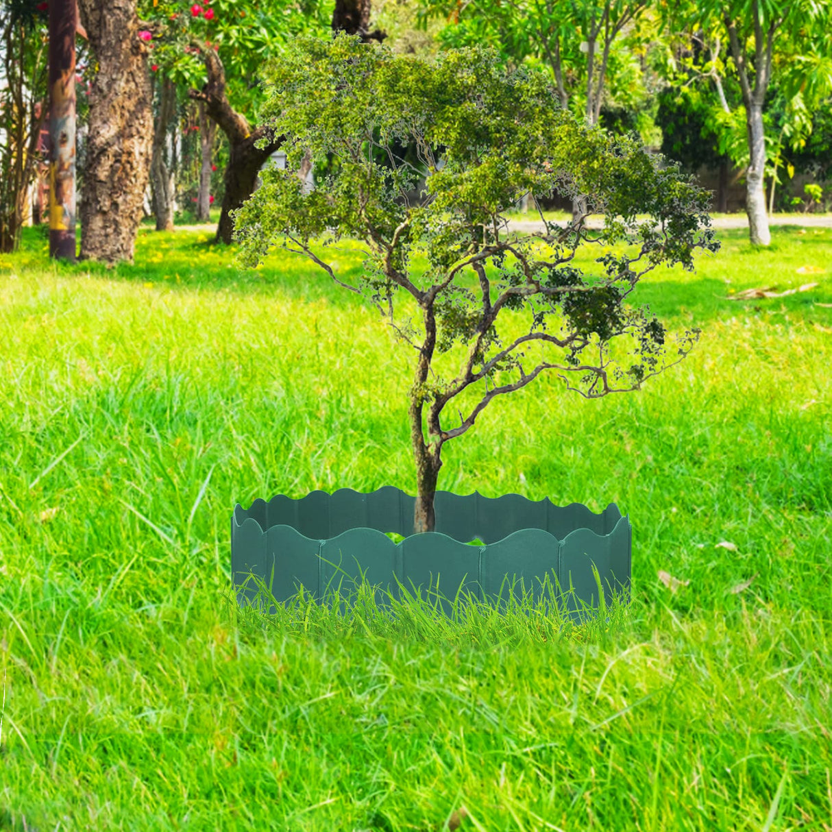 EEOCWF 20 Pcs Garden Edging Border, 10.5ft Plastic No Dig Landscape Borders, 5.3 inch Tall Interlock Decorative Gardens Fences Edging, Flexible Lawn Flower Bed Border, for DIY Patio Walkway Yard